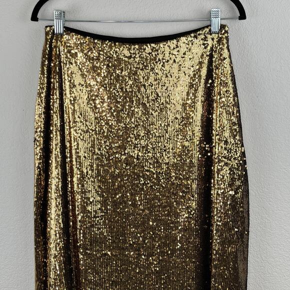 Michael Kors Sparkly Gold Sequin A-Line Formal Midi Skirt Small/Medium NWT - Picture 5 of 12